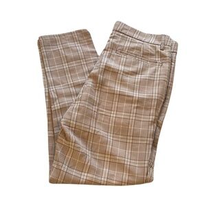 SHEIN Tan and White Chinos Slim Fit Plaid